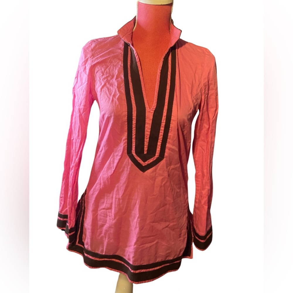 Tory Burch Vibrant Pink Tunic with Black Accents